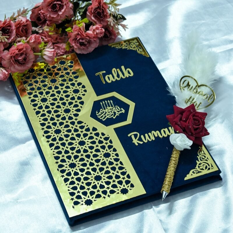 Star Design Nikah Nama Red &Navy Blue